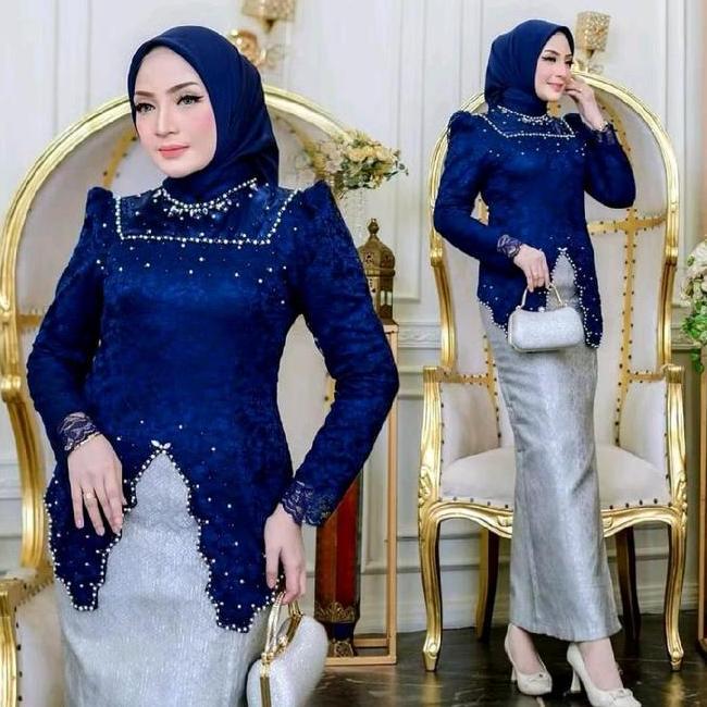 Av Hijab Kebaya Av Free Hijab Kebaya Biru Modern Berpayet Terbaru Paket