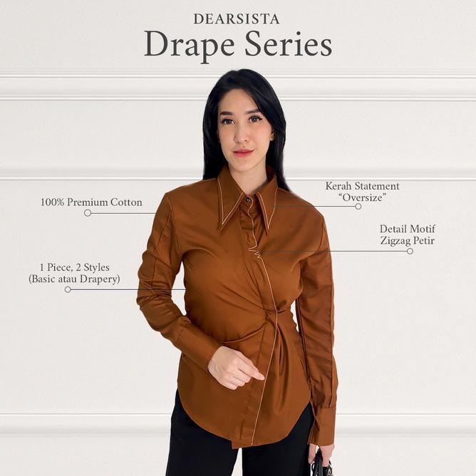 Drape Series - Drape Series Kemeja Blouse Atasan Wanita Elegan Katun