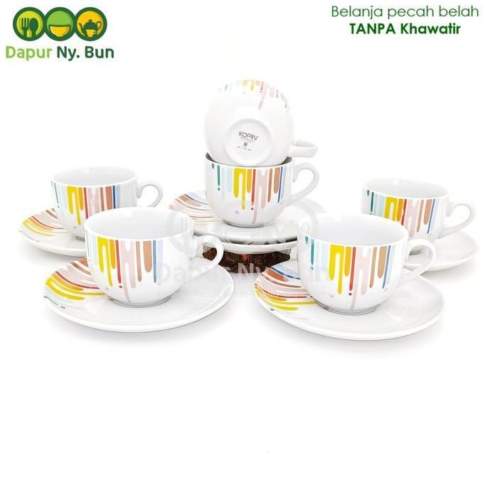 6 Pasang Cangkir Set / Cangkir + Saucer Kopin  RAINBOW