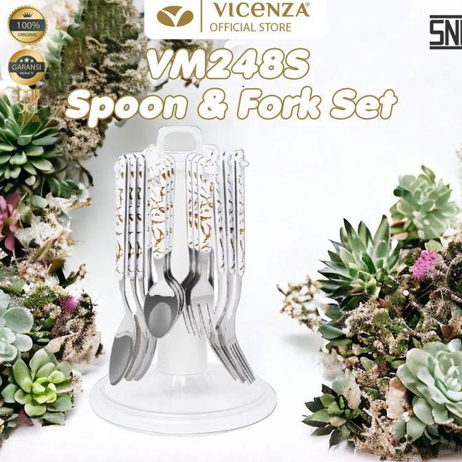 Vicenza Sendok & Garpu Set VM248S Dengan Motif Marmer