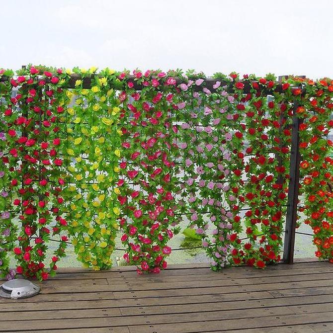 Bunga plastik artificial daun rambat bunga/bunga plastik daun juntai