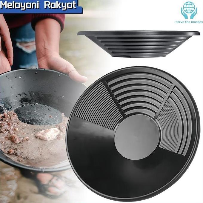 HASQUINE 35cm Alat Dulang Penambangan Emas Engkol Tangan Panci Emas Saringan Emas