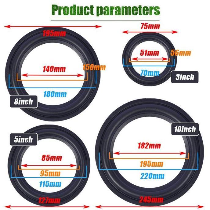 HASQUINE Karet Speaker Spon Busa 3 / 5 / 8 / 10 Inch Pinggiran Karet Speaker Woofer Rubber Ring Spea