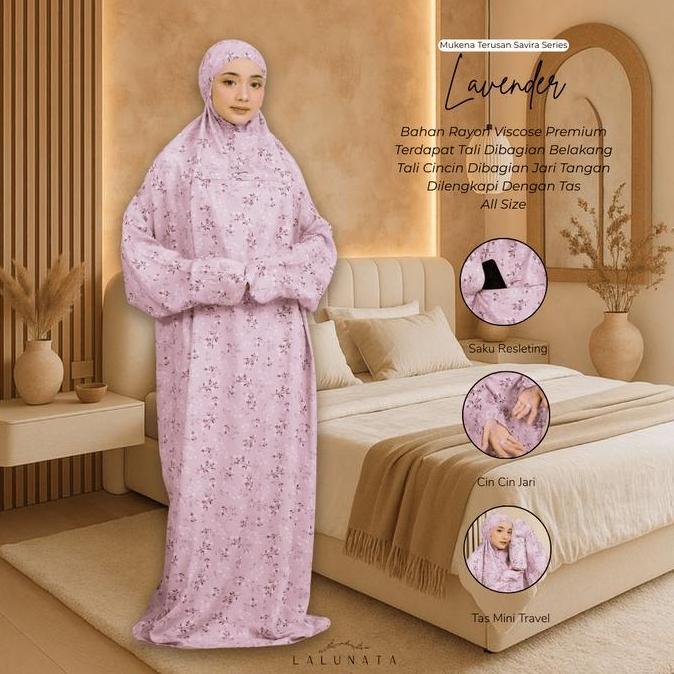 Lalunata - Mukena Terusan Savira Motif Jumbo Rayon Premium Dewasa Bahan Rayon Viscose