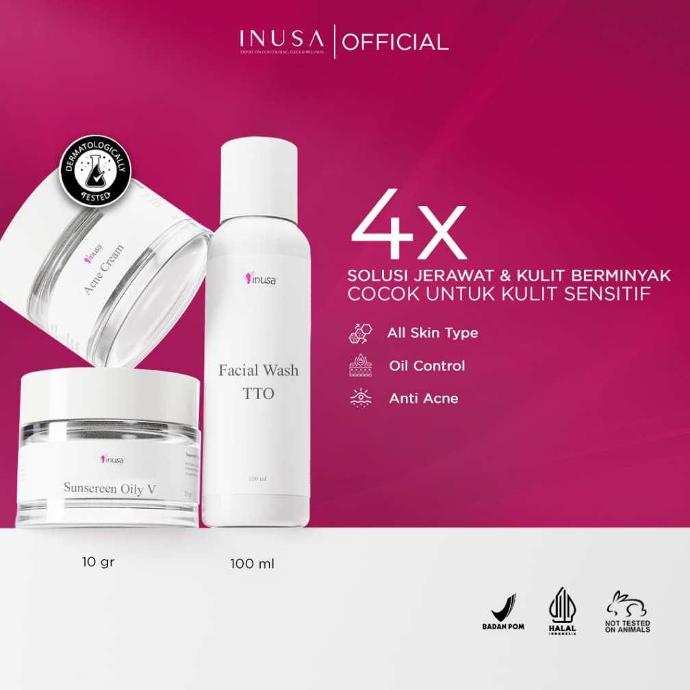 NEW Inusa Paket Acne Premium Basic Skincare Kulit Berjerawat krim BPOM [terbaik][terlaris]