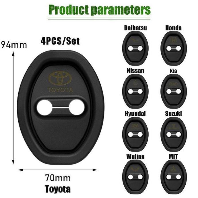 HASQUINE 4Pcs Car Door Lock Cover Universal bantalan Pelindung Kunci Pintu Mobil Bahan Silikon Untuk