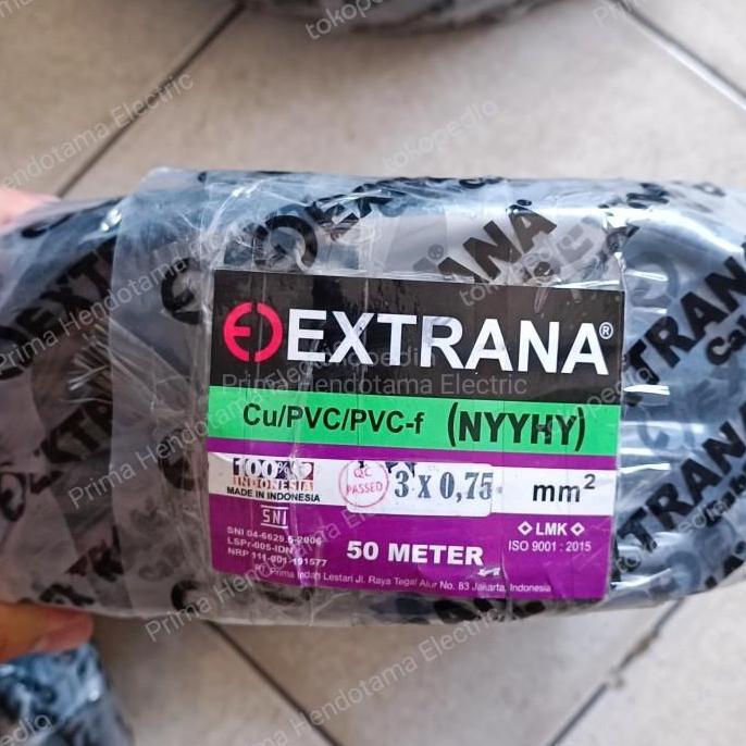 TERMURAH - Kabel NYYHY 3x0,75mm Extrana | Kabel Serabut NYYHY 3x0.75mm 50 Meter
