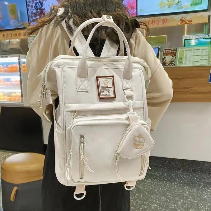 GUNEMANE Ransel Ibu Portabel Sederhana Sastra Tas Bahu Kecil Niche Tas Ransel Wanita Import Tas Seko