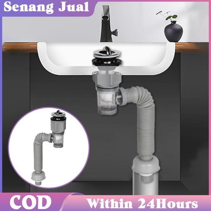 HAMDORA 1Set Universal Selang Sink Cuci Piring Slang Pembuangan Cuci Piring Selang Bak Cuci Piring W