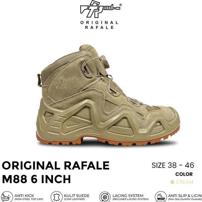 Original Rafale M88 6 Inch Tali Putar Sepatu Outdoor Hiking Gunung Tracking - Cream Gurun Dan Hitam