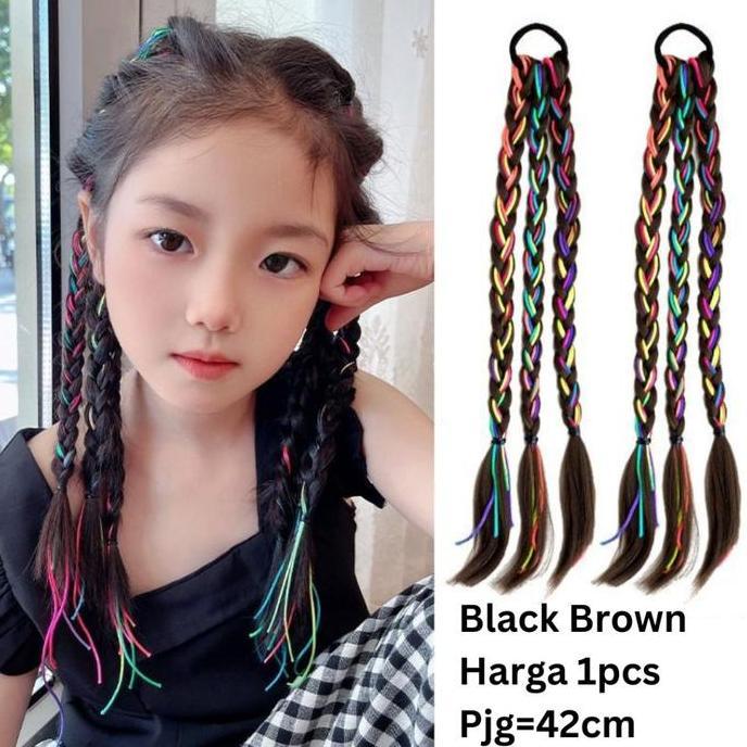 Extention Rambut Sintesis Kepang Wig Rambut Wanita Kepang Wig Kuncir Kuda Ganda Kepang Ekstensi Ramb