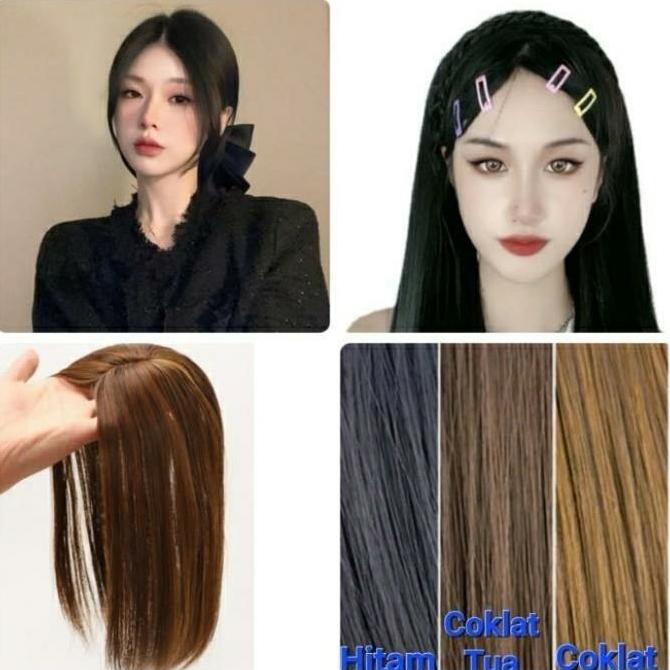 TOUPEE PONI BELAH TENGAH WIG PENUTUP UBAN PONI PANJANG BELAH TENGAH TOUPEE TANPA PONI PROMO