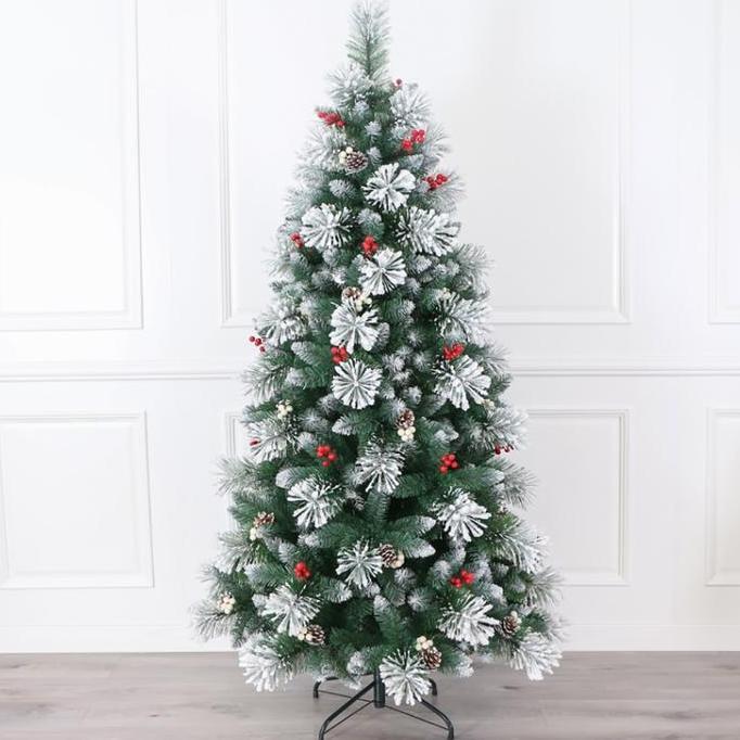 #####] Pajangan Dekorasi Pohon Natal PET Light Snow Red White Cherry 2202 180cm 210cm 240cm 270cm 6f