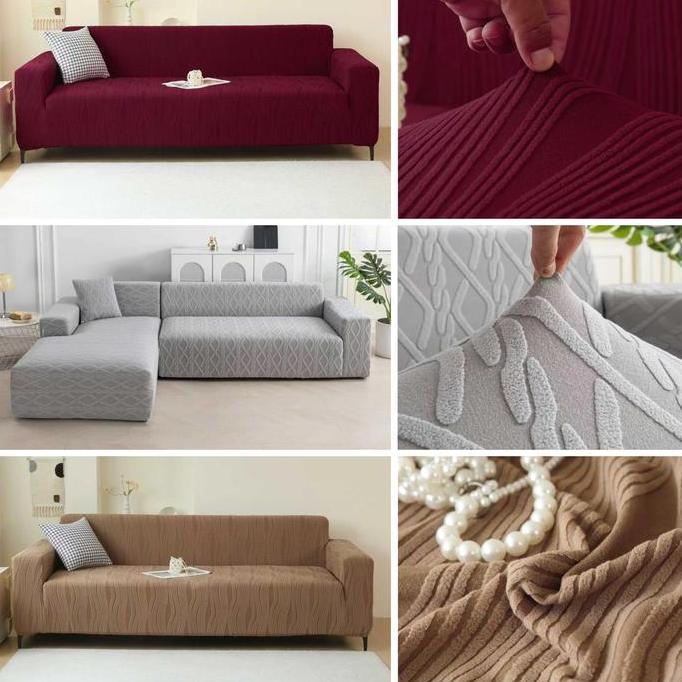 Cover Sarung Sofa Tangan Bahan Kain Bludru Tebal Elastis Lembut Halus Styrofoam