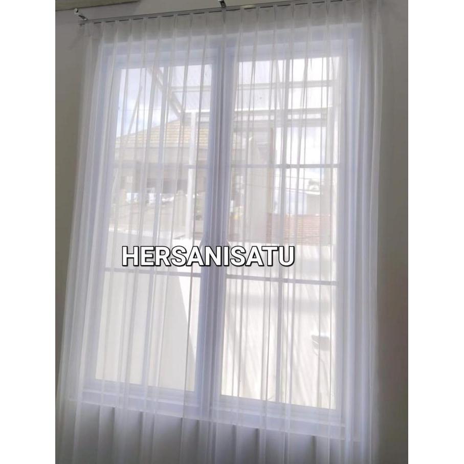 Kain Gorden Vitrase Polos Putih Transparan Jendela Pintu Puring
