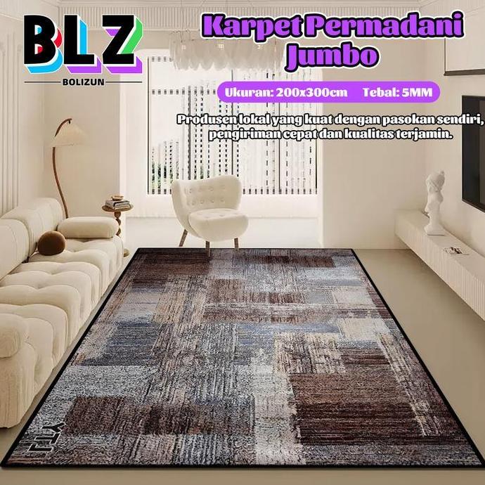BOLIZUN Karpet Permadani Polyester uk 200x300cm(JUMBO)/Karpet Lantai Bermotif aesthetic kekinian Kar