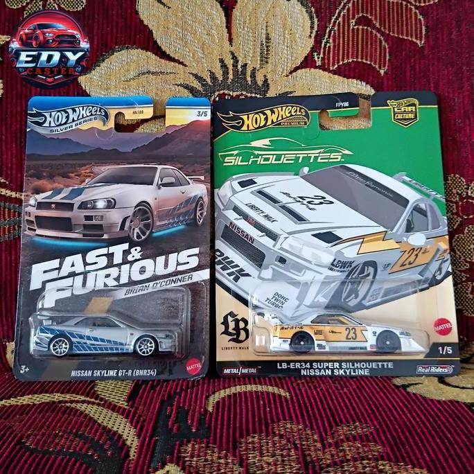 BARU Hotwheels paket bundling Premium Silhoute Lb-Er34 nissan skyline dan Nissan skyline GtR (Bnr34)