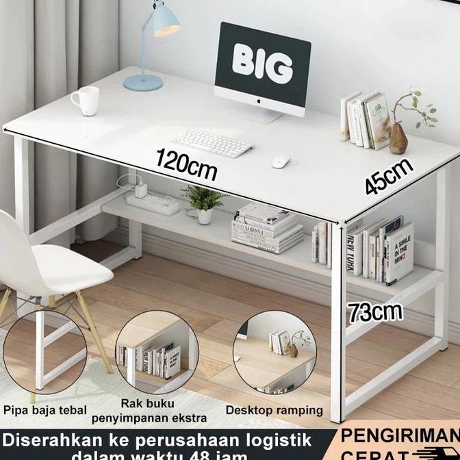 AZBOMO BM-Meja Belajar & Kantor Komputer Besi Tempa 80CM/120CM | Desain Cantik Minimalis Furniture S