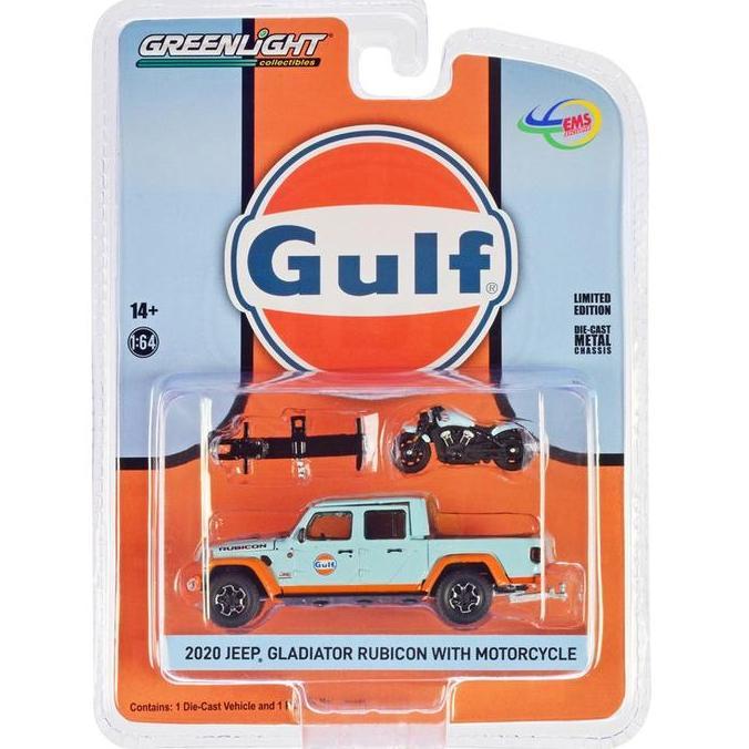 51524 Greenlight 2020 Jeep Gladiator Rubicon Motorcycle GULF Diecast