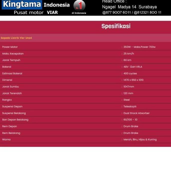 Sepeda Listrik VIAR UNO - SURABAYA - ORIGINAL