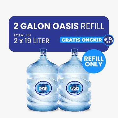 NEW 2 Galon Isi Ulang Oasis (Isi saja). Air putih yang memiliki kadar Ph standar harga terjangkau. M