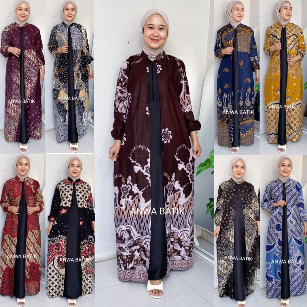 Termurah / Hot Sale Gamis Batik Mix Moscrepe Premium Wanita Busui Terbaru Gamis Batik Jumbo Ld 130Cm