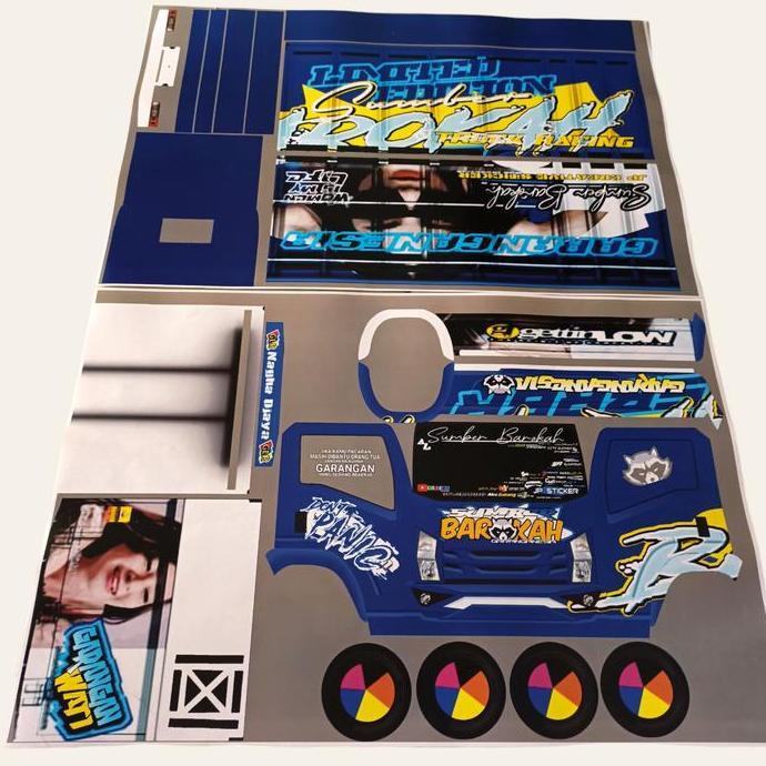 Lembar pola stiker truk oleng Srikandi hitam 2 lembar