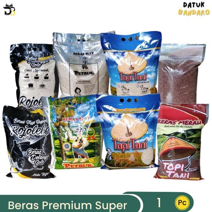 Beras 5 kg Rojolele Bunga Ramos Bmw Daun Suji Petruk Merah 5kg Nasi Bubur Rice Food Pandan Wangi Put