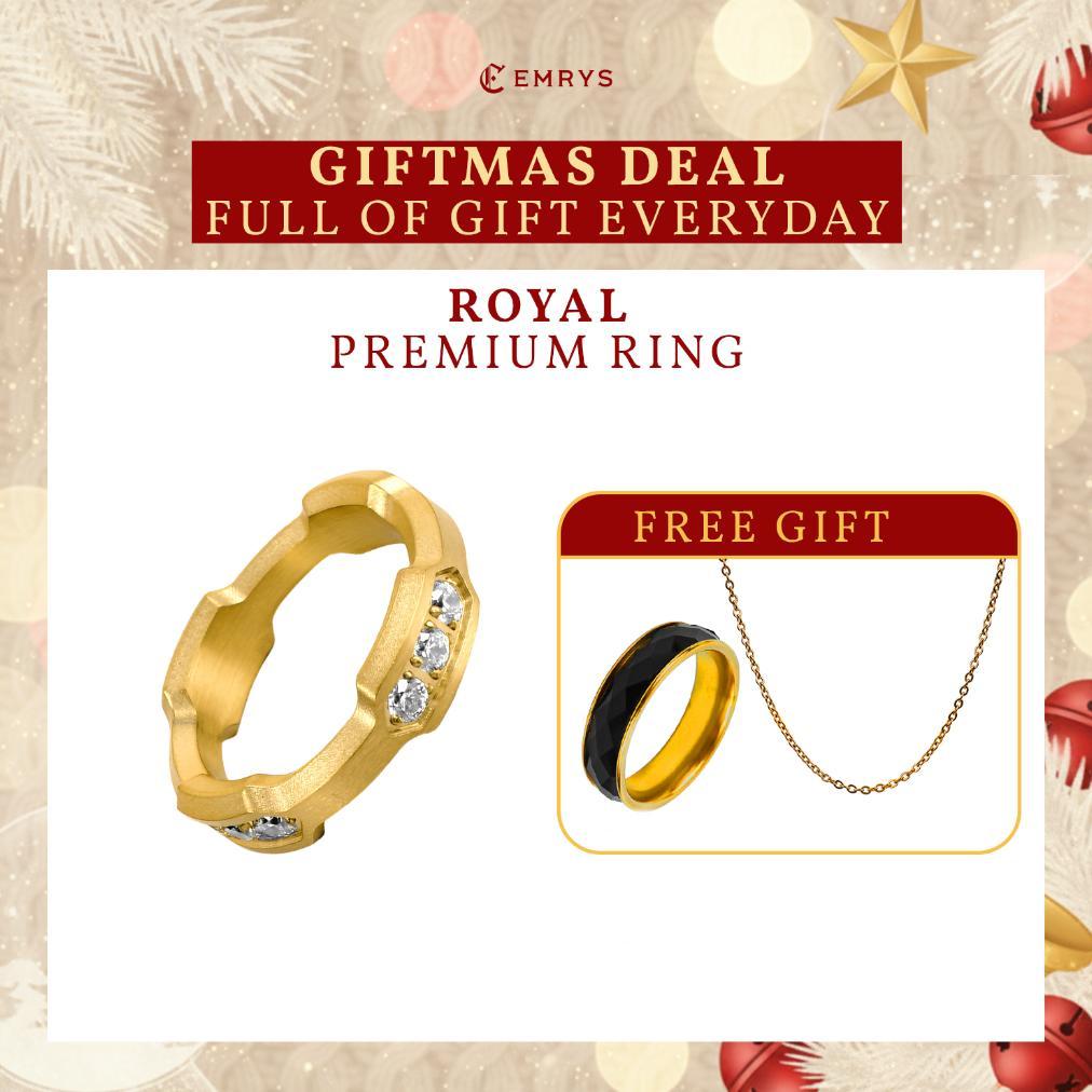 NEW BUY 1 FREE 2 GIFT Emrys Premium Ring ROYAL Real Titanium Anti Karat Cincin Titanium Pria Wanita 