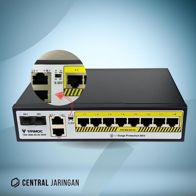 Ready  Tarmoc TSW-1008-2G-2S-120W, 8 Port Gigabit POE 802.3af/at POE Switch 120W