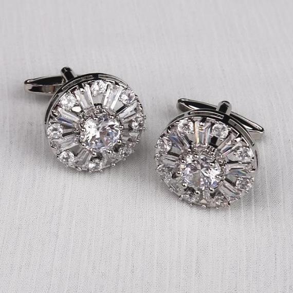 Thobe Kabak Kristal Swarovski Silver Unik Diamond Cufflink