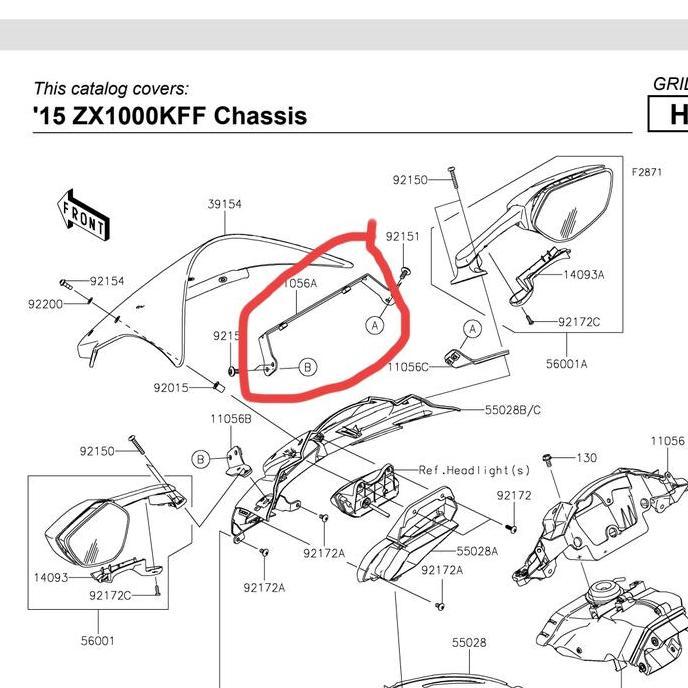 BRAKET BRACKET DUDUKAN PLAT NOMOR DEPAN KAWASAKI ZX10R ZX10 R 2015 ORI