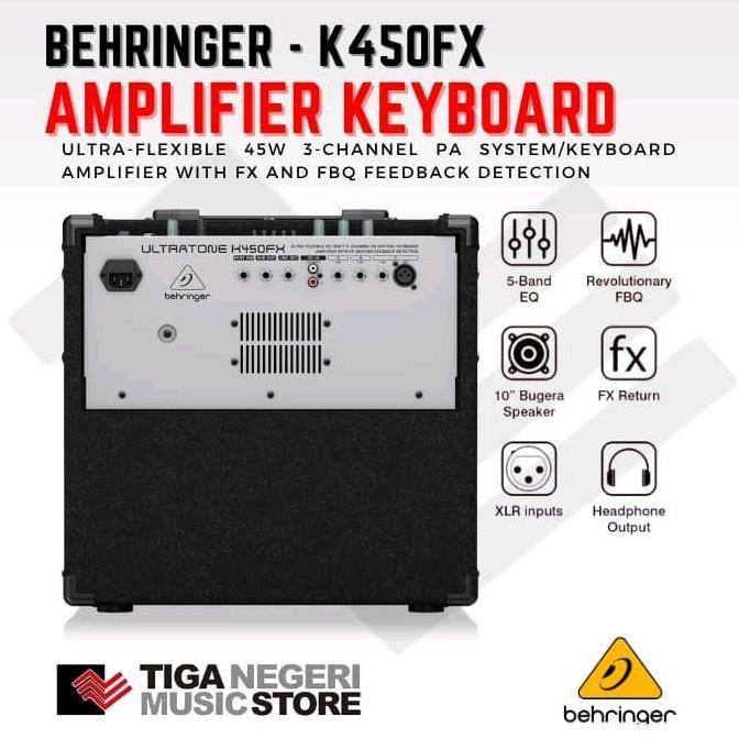 Behringer K450FX Ampli Keyboard Ultra-Flexible 45W 3-Channel PA System dengan FX dan FBQ Feedback De