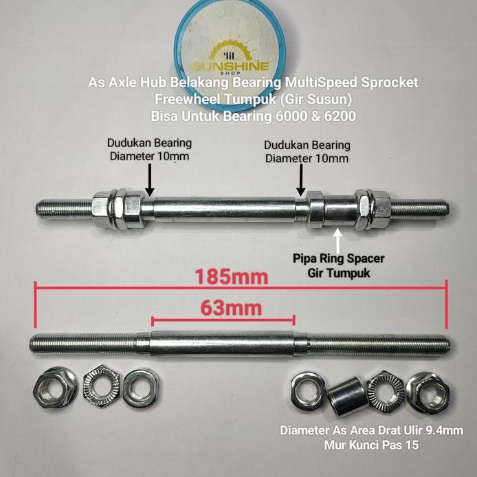 As Axle Khusus Bearing Untuk Hub Roda Belakang Sepeda Gir Sprocket Freewheel MultiSpeed MTB Federal 