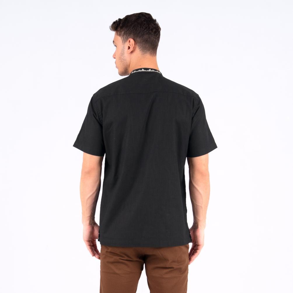 Original Benhill Koko Bordir Papirus Dobby Aegean Cotton Pria Pendek Black 55372-19-20