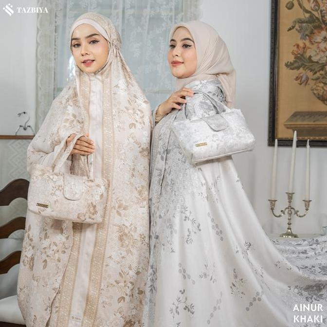 HOT DEAL - ORIGINAL 100% MUKENA TAZBIYA PREMIUM AINUR SERIES | Mukena Rayon Satin 2IN1 Free Sajadah 