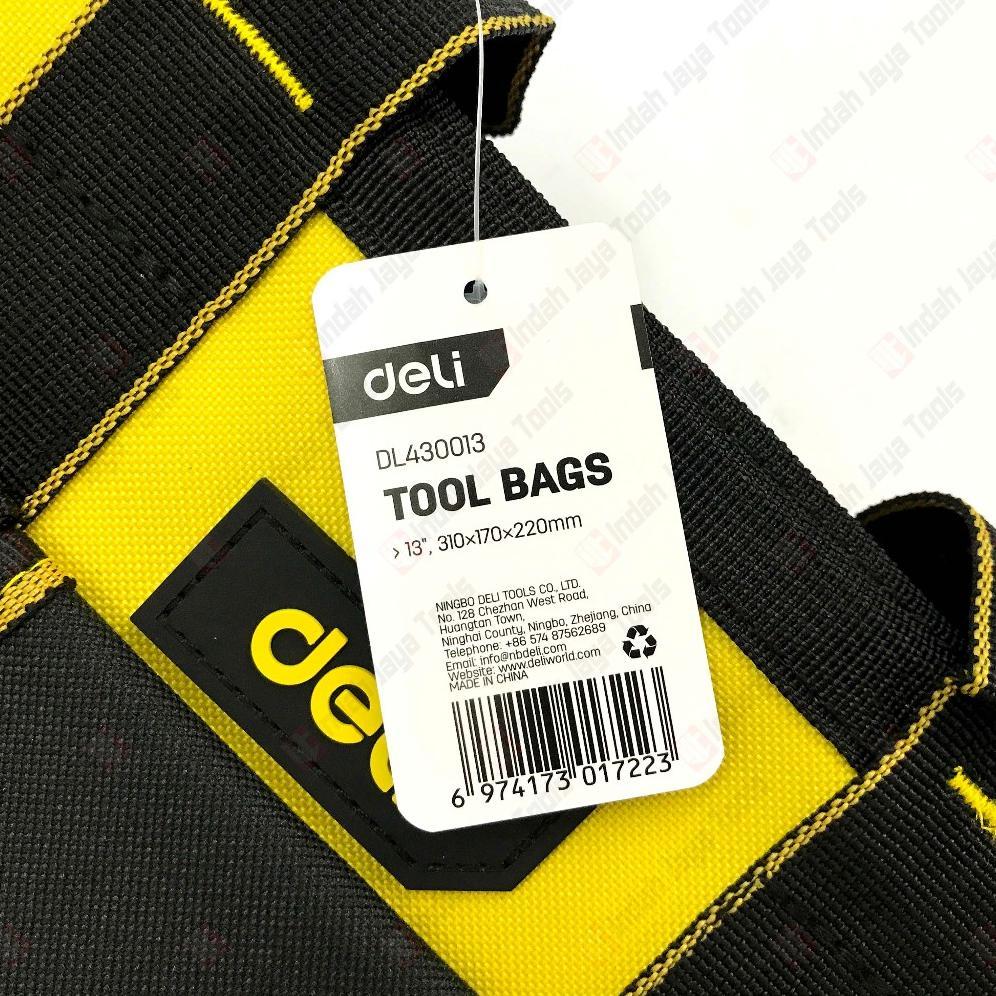 Murah  Deli Dl430013 Tool Bag 13 Inch - Tas Kerja Alat Perkakas Toolkit Set