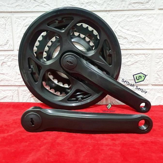Ready GEAR GIR CRANK DEPAN TENGAH SEPEDA MULTI SPEED 3 SUSUN BB KOTAK 3SP MTB HITAM BESI
