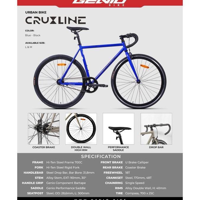 Ready SEPEDA FIXIE GENIO CRUXLINE REM TORPEDO STANG BALAP 700c