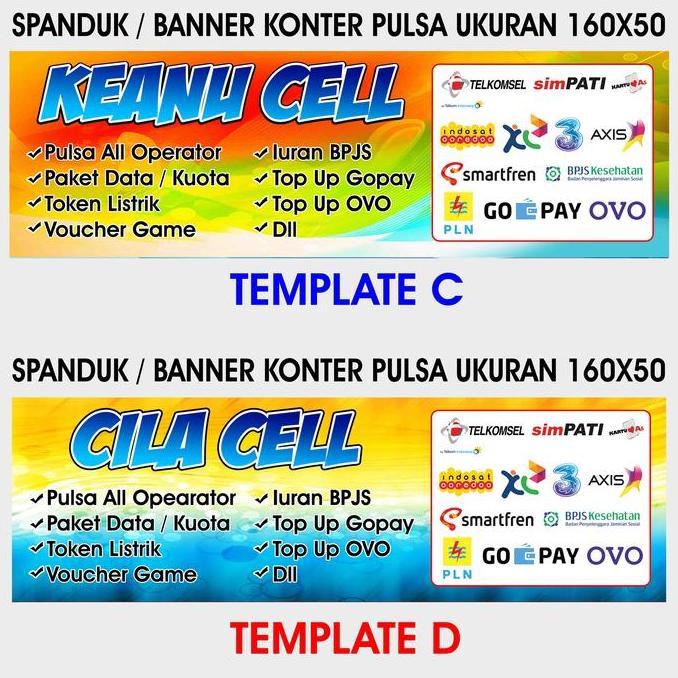 Spanduk Banner Konter Pulsa Ukuran 160x50 Model C dan D murah