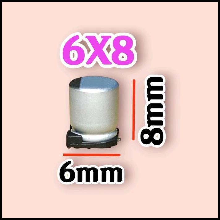 DISKON 10PCS SOLID KAPASITOR CAPASITOR ELKO ELCO SMD 25V 100UF 25V 100 UF 25 V 25 VOLT 6X8 ORIGINAL 