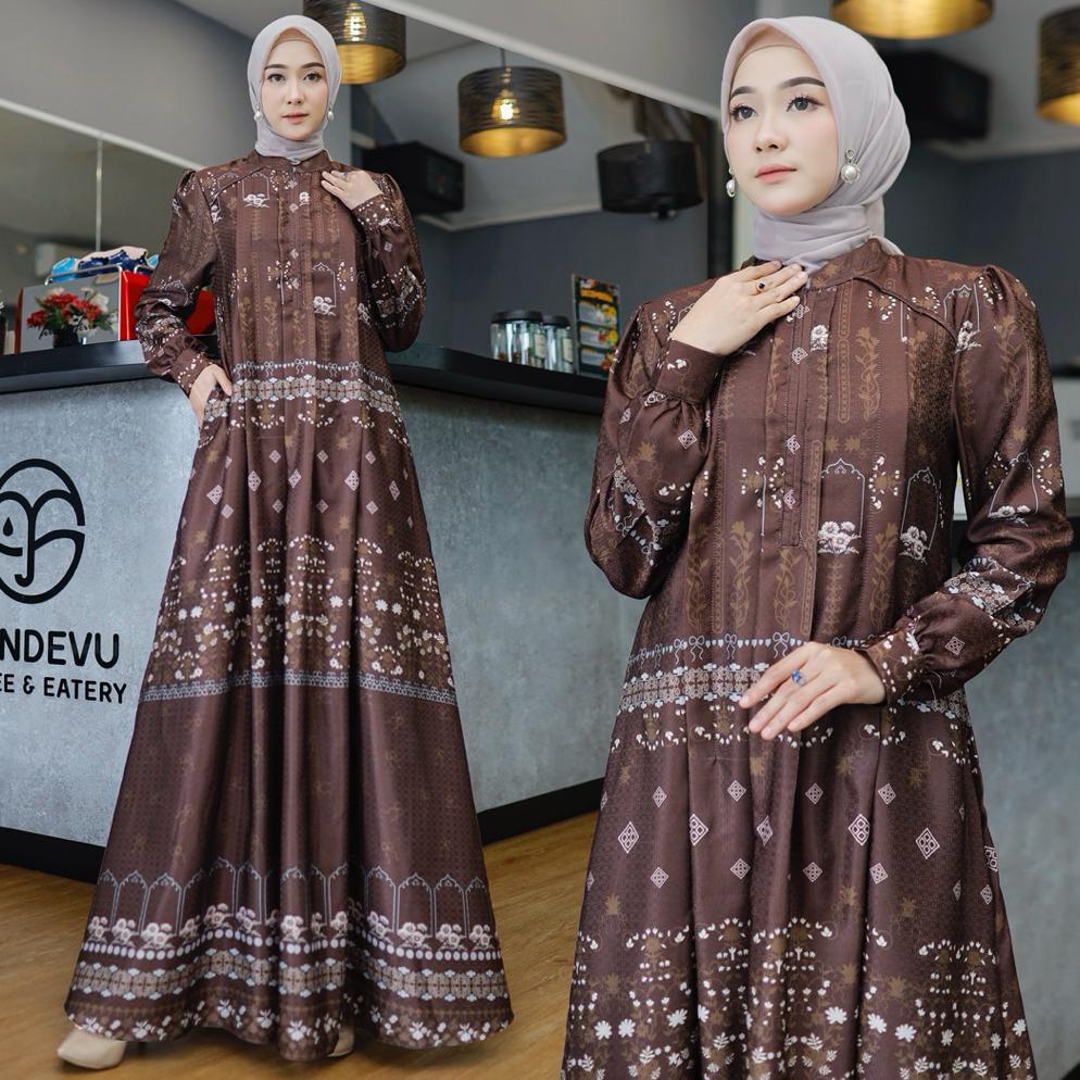 New Az Zahra Gamis Dobby Silk Premium Motif Wanita Muslim Terbaru Jumbo Dan Busui