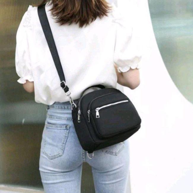 New  SK Selempang - Tas Ransel Selapang Wanita Kerja Jaln Jaln Hitam dengan Desain Praktis dan Fungs