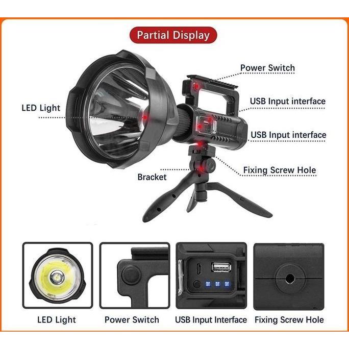 Leggero- Senter Led Sorot Jarak Jauh Super Terang X2000 W590/W591 Lampu Senter Jumbo Big Lamp Led Mu