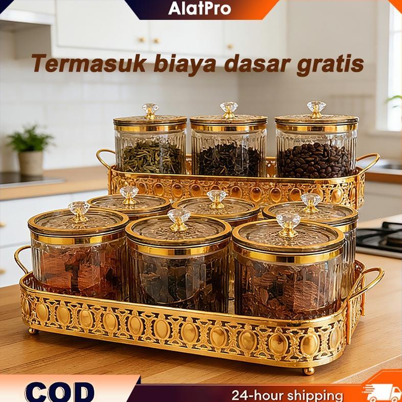 SET TOPLES PLASTIK SEGEL EMAS MEWAH/SET TOPLES LEBARAN/BAKI GRATIS/TOPLES LEBARAN/SET TANGKI PENYIMP