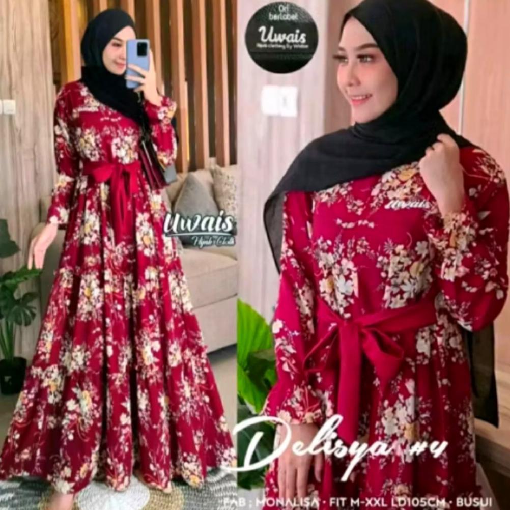 PREMIUM Gamis Bunga Sakura Katun Terbaru Busui Fashion Muslim Syari Kekinian Termurah Remaja Dewasa 