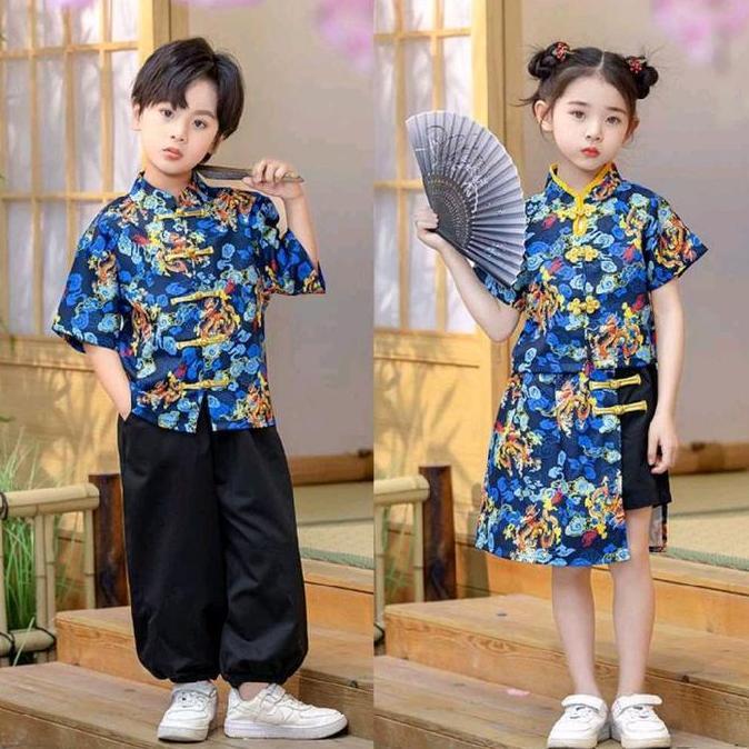 NEW SETELAN BAJU IMLEK ANAK COUPLE QIPAO CHEONGSAM ORIENTAL - BAJU SANGJIT PESTA TRADISIONAL IMPORT 