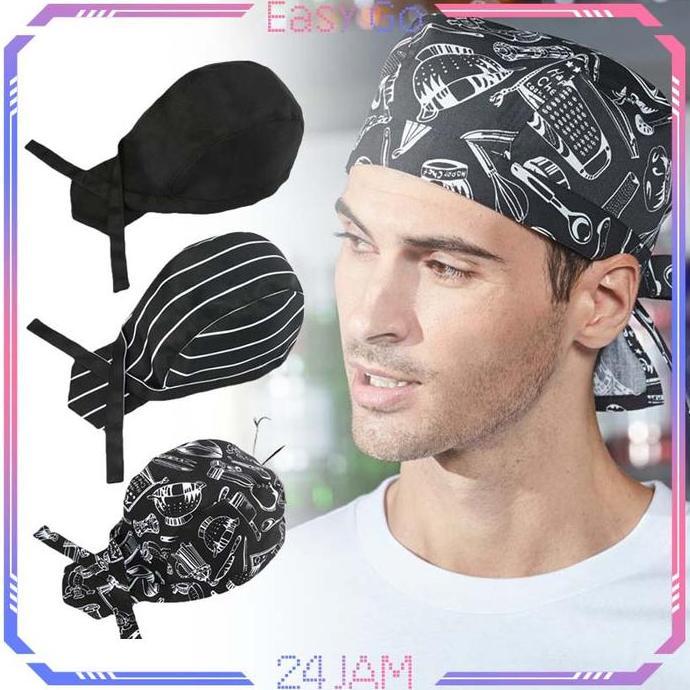 New Topi Koki Chef Topi Chef Wanita Pria Topi Koki Jepang Universal Topi Kitchen Hitam Adjustable To