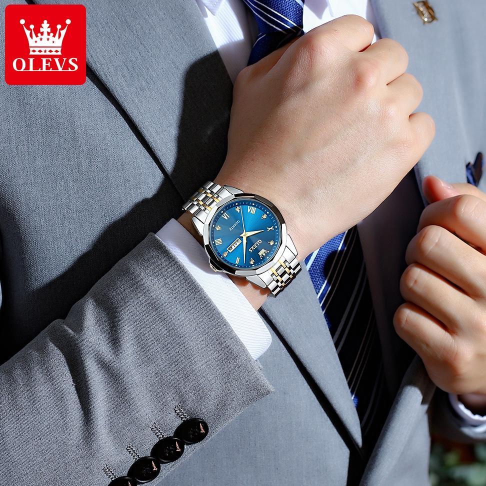 kualitas super olevs jam tangan pria anti air original stainless steel luminous men watch analog mod