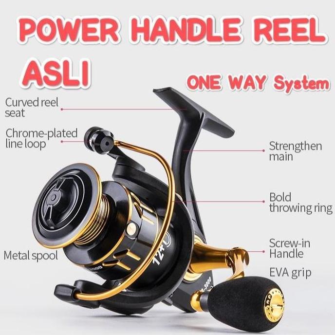 REEL PANCING POWER HANDLE 1000 2000 3000 4000 5000 6000 sudah one way Alat Ikan